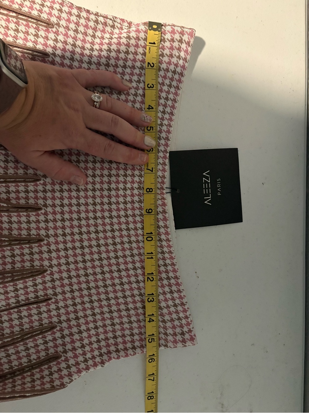 Aleeza Paris Pink Pleated Houndstooth Skirt - Picture 3 of 4